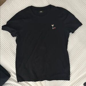 Black T-Shirt with Embroidered Design